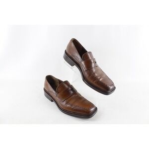 FRATELLI ROSSETTI BROWN LEATHER SQUARE TOE PENNY LOAFERS MENS SIZE 9
